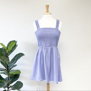 NSR Women’s Julia Sleeveless Smocked Mini Dress Lavender Purple Medium